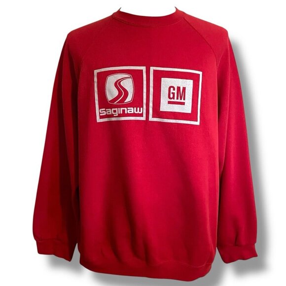 Vintage Discus Athletic Tultex Mens Sweatshirt 2XL Red GM General Motors Saginaw - Picture 2 of 8